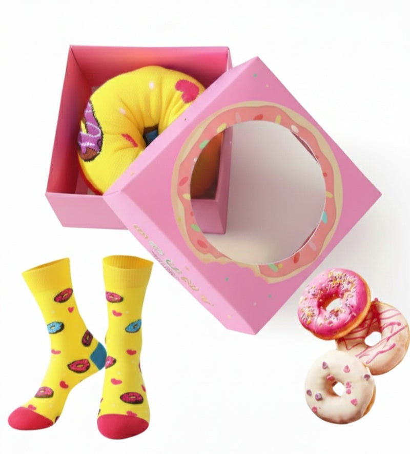calcetines divertidos con packaging de donut