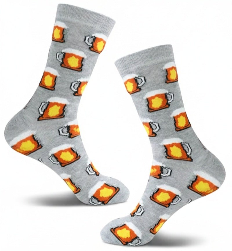 Calcetines grises con estampado, de tejido sintetico, unisex.