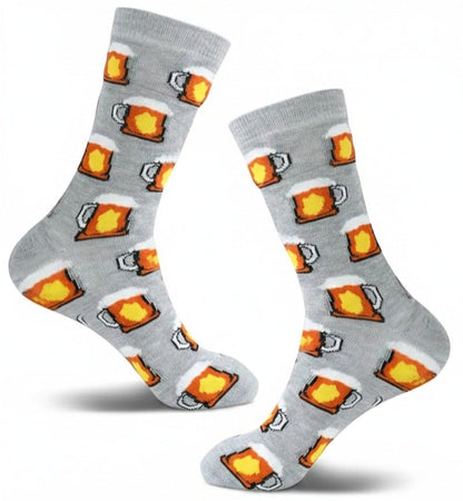 Calcetines grises con estampado, de tejido sintetico, unisex.