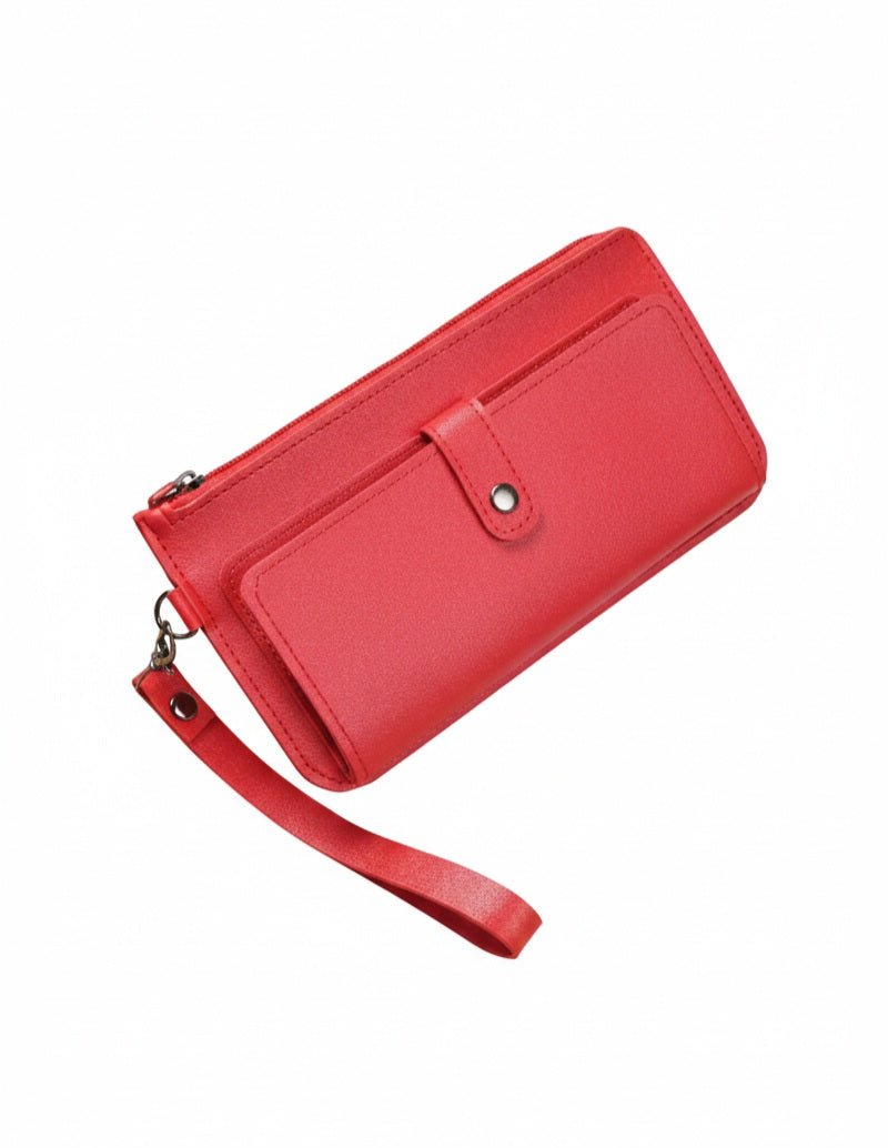 Cartera roja con correa, de piel sintetica, para mujer.