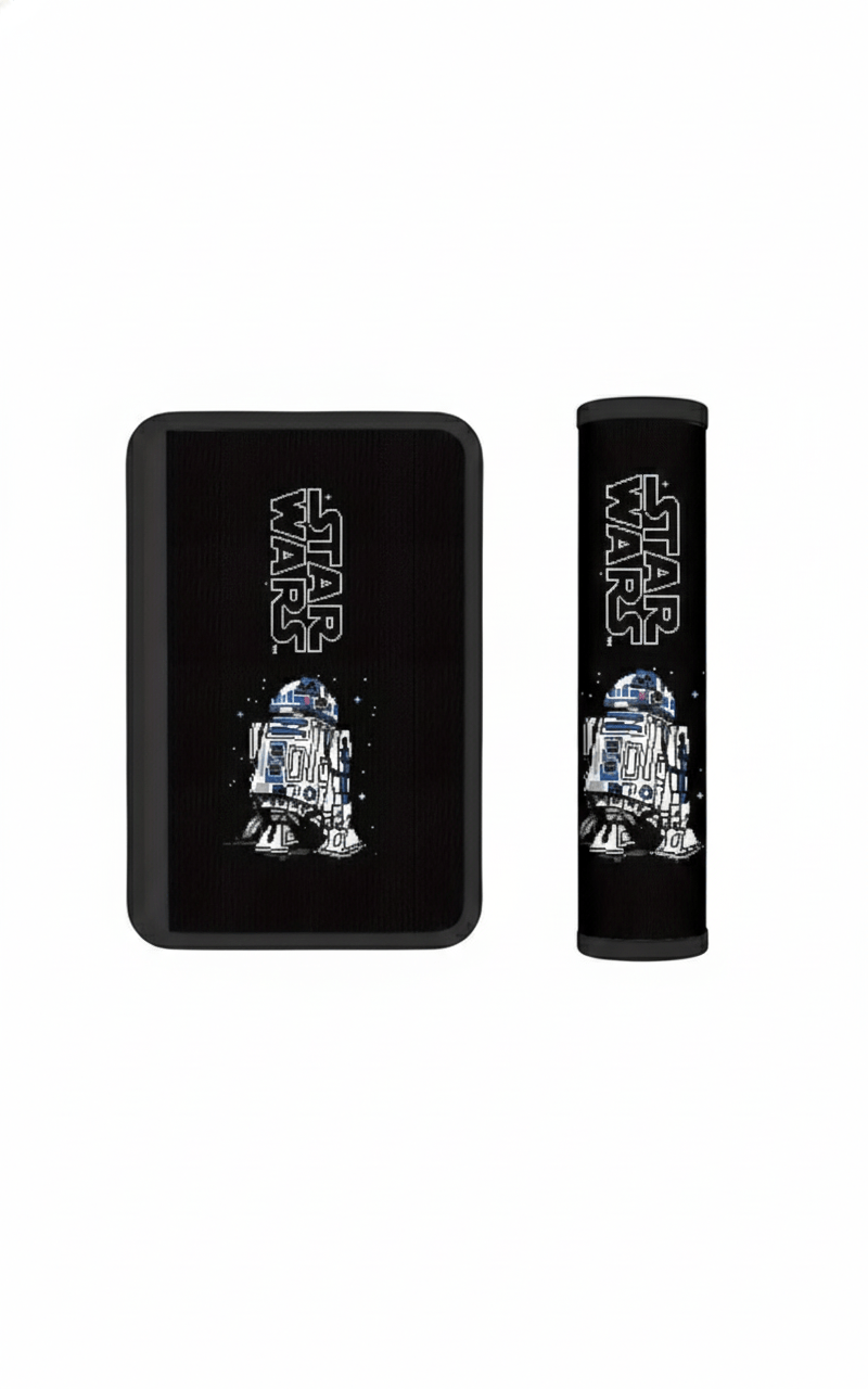 Protector negro de cinturon de seguridad para coche, ajustable con velcro.