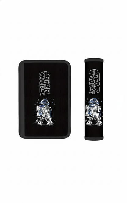 Protector negro de cinturon de seguridad para coche, ajustable con velcro.