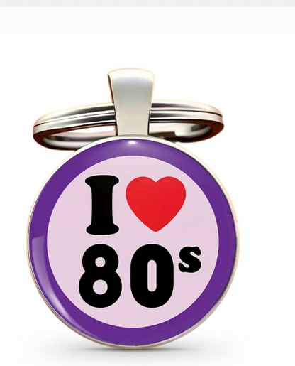 llavero redondo de acero i love 80s 